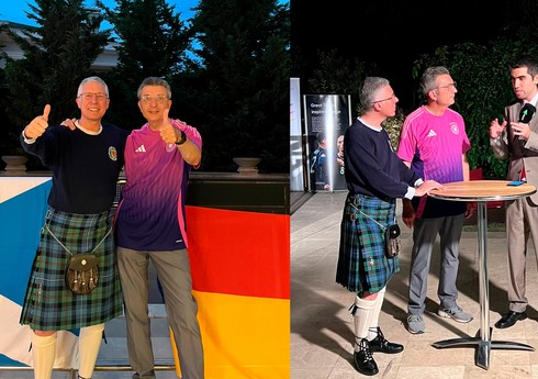 Almaniya və Britaniyanın Bakıdakı səfirləri AVRO-2024-ün açılış oyununu birgə izləyirlər