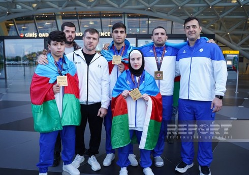 Avropa çempionatında 3 qızıl, 1 gümüş medal qazanan Azərbaycan karateçiləri Vətənə qayıdıblar